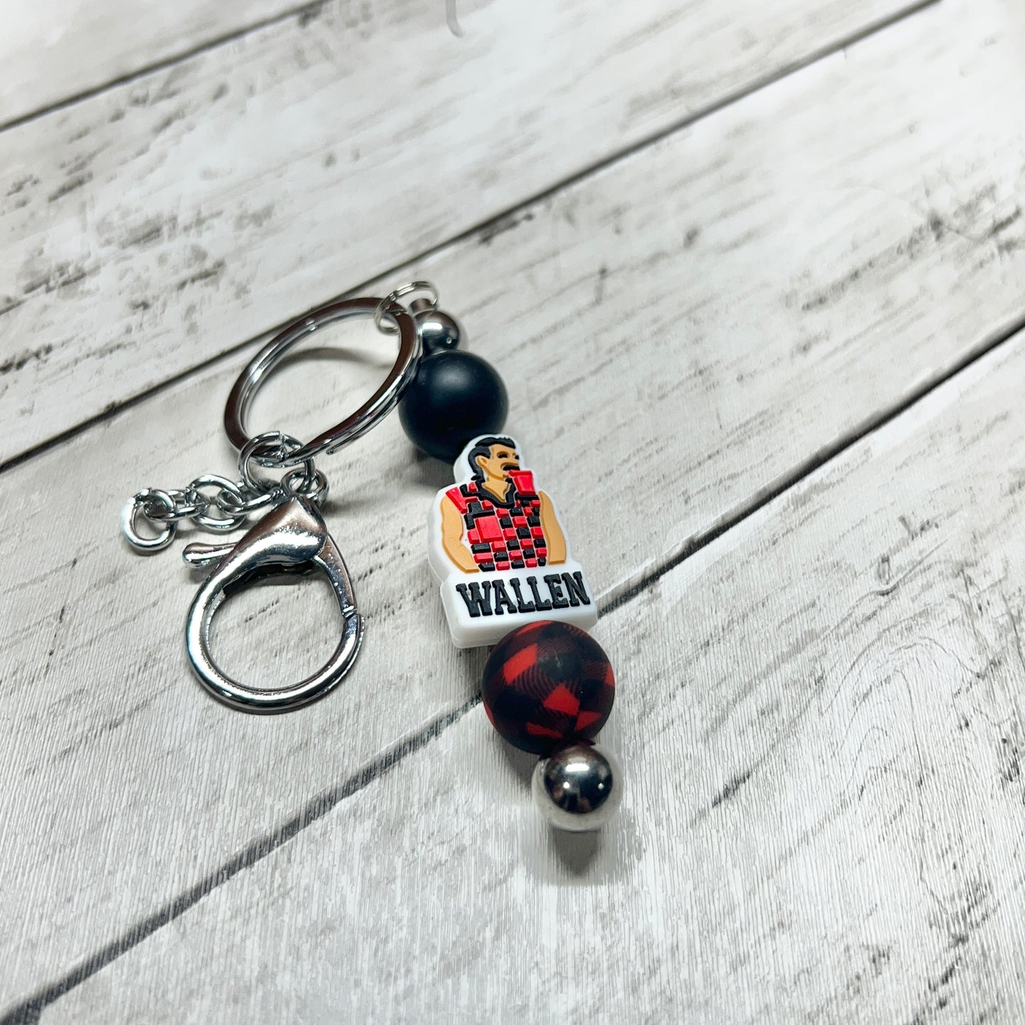 Wallen Plaid Silver Keychain Bar